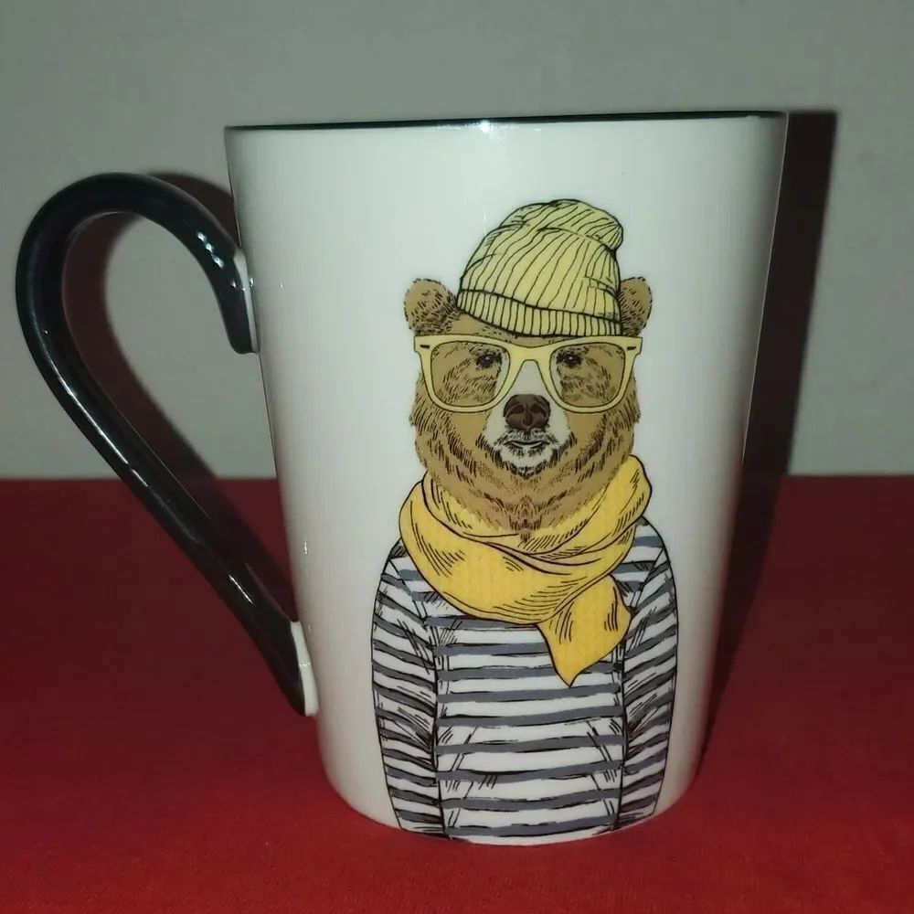 Signature Housewares BEAR Hipster Animal Cup Mug 16 oz.